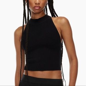 Aritzia Wilfred Sculpt Knit Halter Top Black Size Large